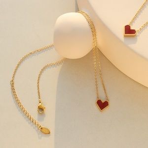 18k Gold Plated Red Heart Necklaces
